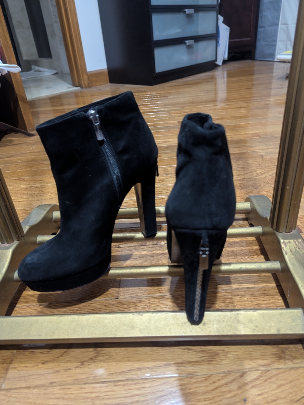 Black Suede Zip-Up Ankle Boots for Women